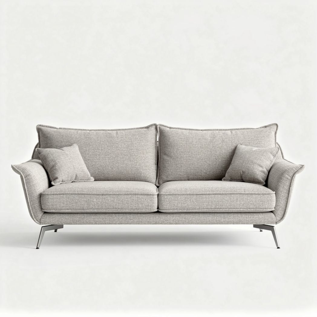 Grijs stoffen bankstel met metalen poten 200 x 90 x 85 cm voor woonkamer