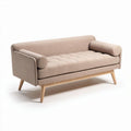 Twee-zitsbank van stof met houten poten in lichtbruin 180 x 80 x 75cm