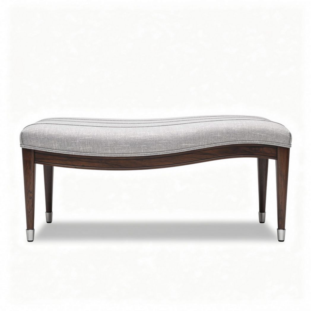 Houten banken met stoffen bekleding 120 x 60 x 45 cm in grijs