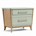 Nachtkastje van hout met twee lades en groene afwerking 45 x 40 x 50cm