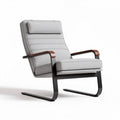 Moderne relaxfauteuil met staal en hout in lichtgrijs 80 x 70 x 95cm