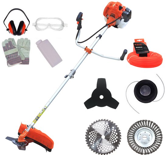 Kibani Kantenmaaier 4-in-1 – Bosmaaier Benzine - 52 cc / 1.9 pk 2-takt Motor – Incl. Onkruidborstel ,Maaidraad, Zaagblad 40-tands en Veiligheidsset