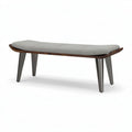 Moderne bank van stof en hout 150 x 50 x 45cm in grijs en bruin