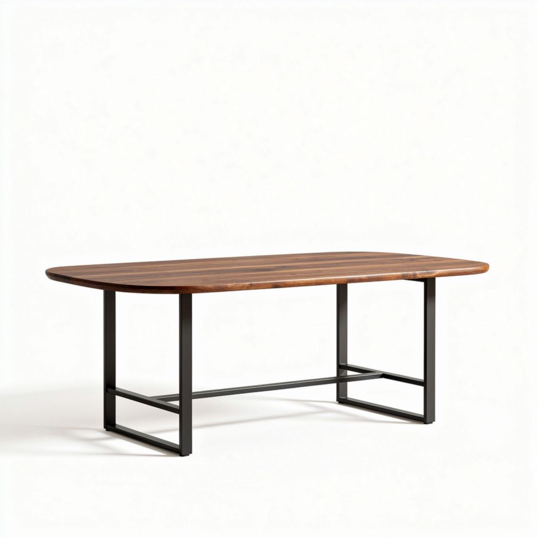 Houten tafel met metalen frame 180 x 90 x 75cm voor woonkamer en eetruimte