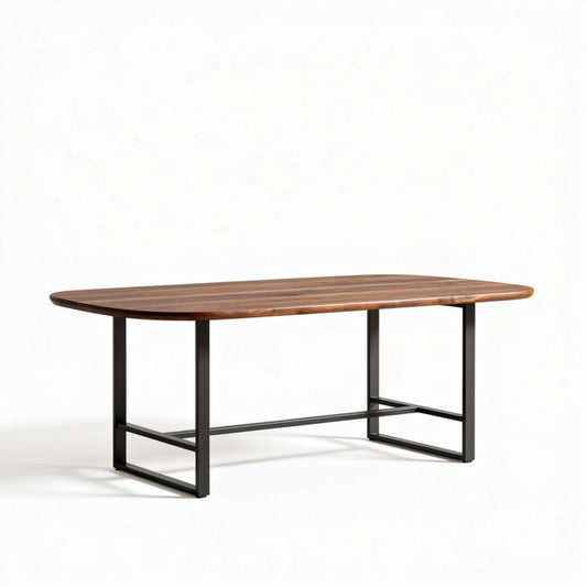 Houten tafel met metalen frame 180 x 90 x 75cm voor woonkamer en eetruimte